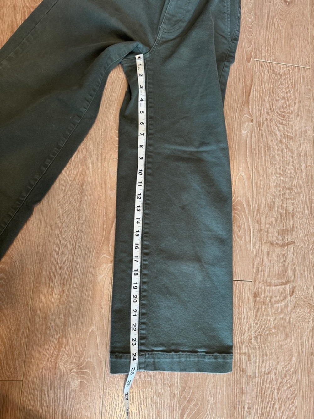 Oak + Fort Cropped Length Twill Wide Leg Pants - Thyme - Picture 5 of 6